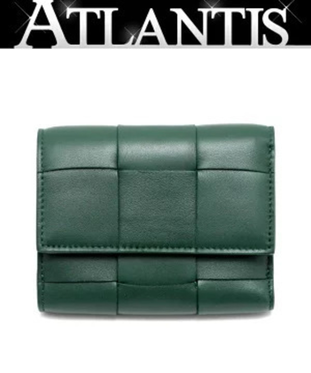 Bottega Veneta Cassette Tri fold Wallet Leather Green